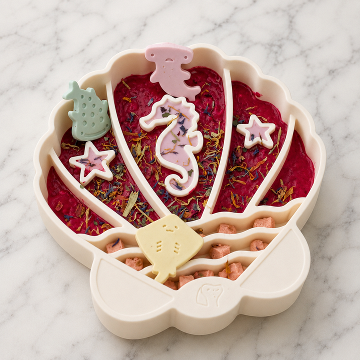 Pawsome Tails Seashell Slow Feeder Bowl (Pearl)