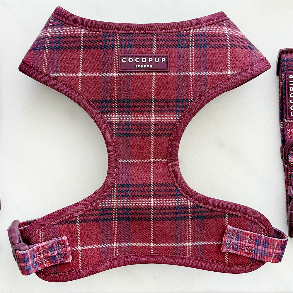 Cocopup Mulberry Plaid Adjustable Neck Harness