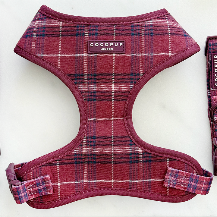 Cocopup Mulberry Plaid Adjustable Neck Harness