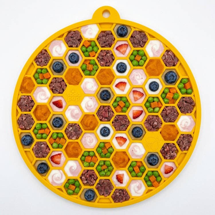 SodaPup Honeycomb Design Enrichment Lick Mat (Yellow)