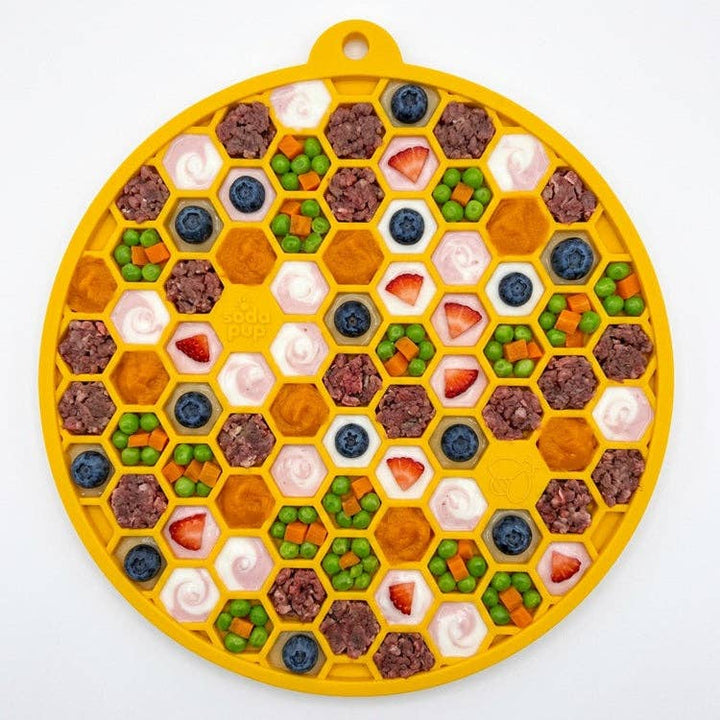 SodaPup Honeycomb Design Enrichment Lick Mat (Yellow)