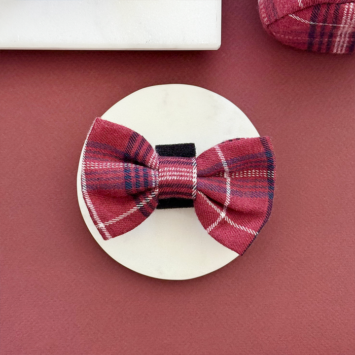 Cocopup Mulberry Plaid Bow Tie
