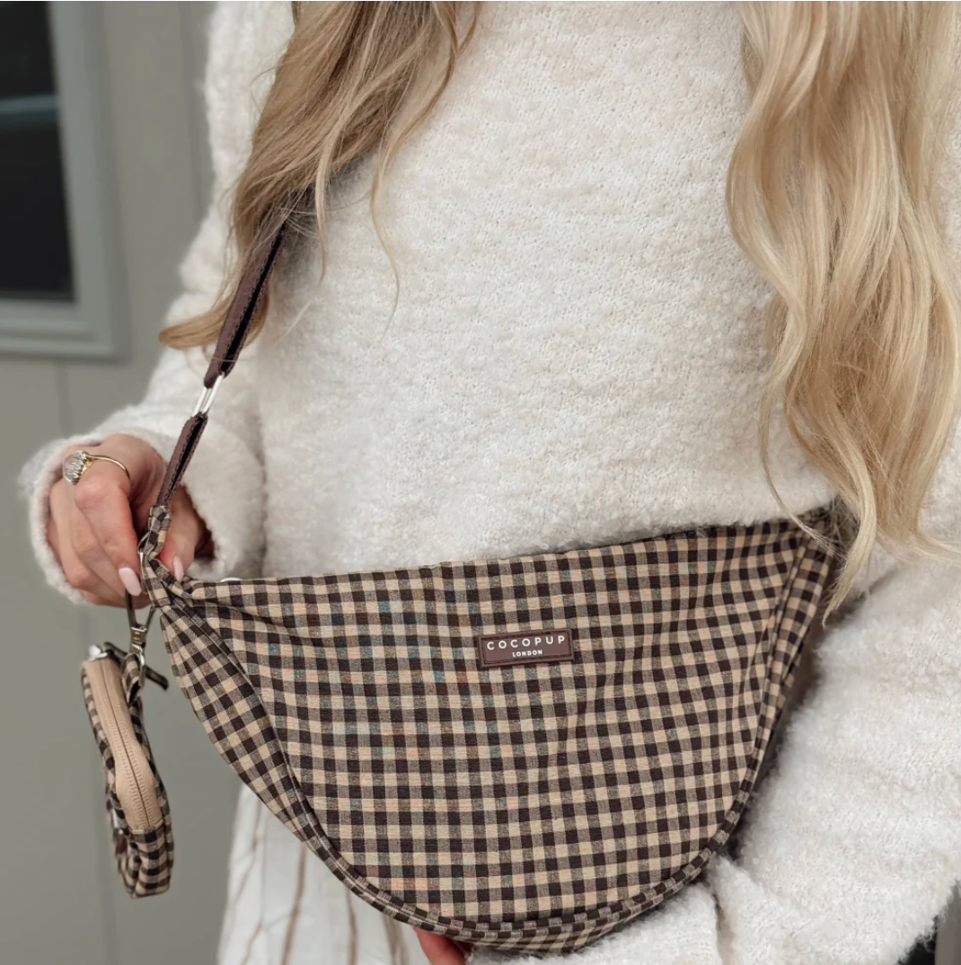 Cocopup Crossbody Crescent Dog Walking Bag - Cotswolds Check