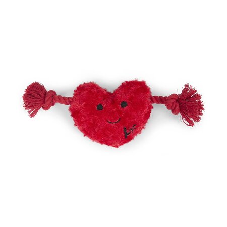 Hughie Heart with Rope Toy (with squeaker!)