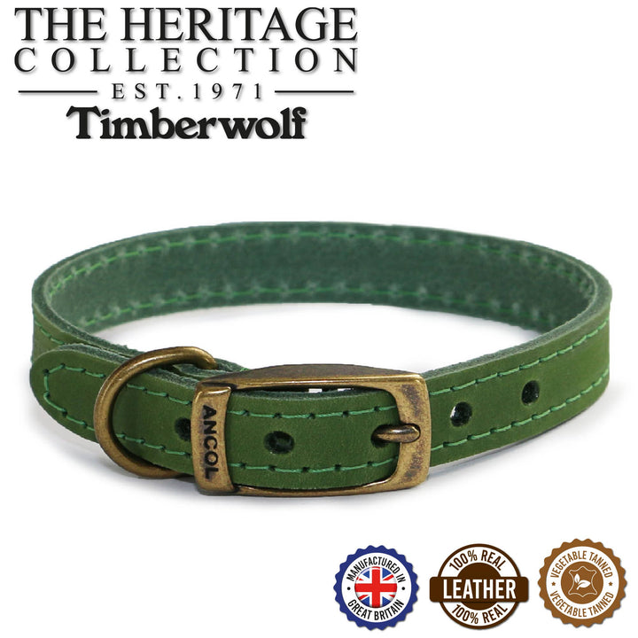Timberwolf Leather Collar Green