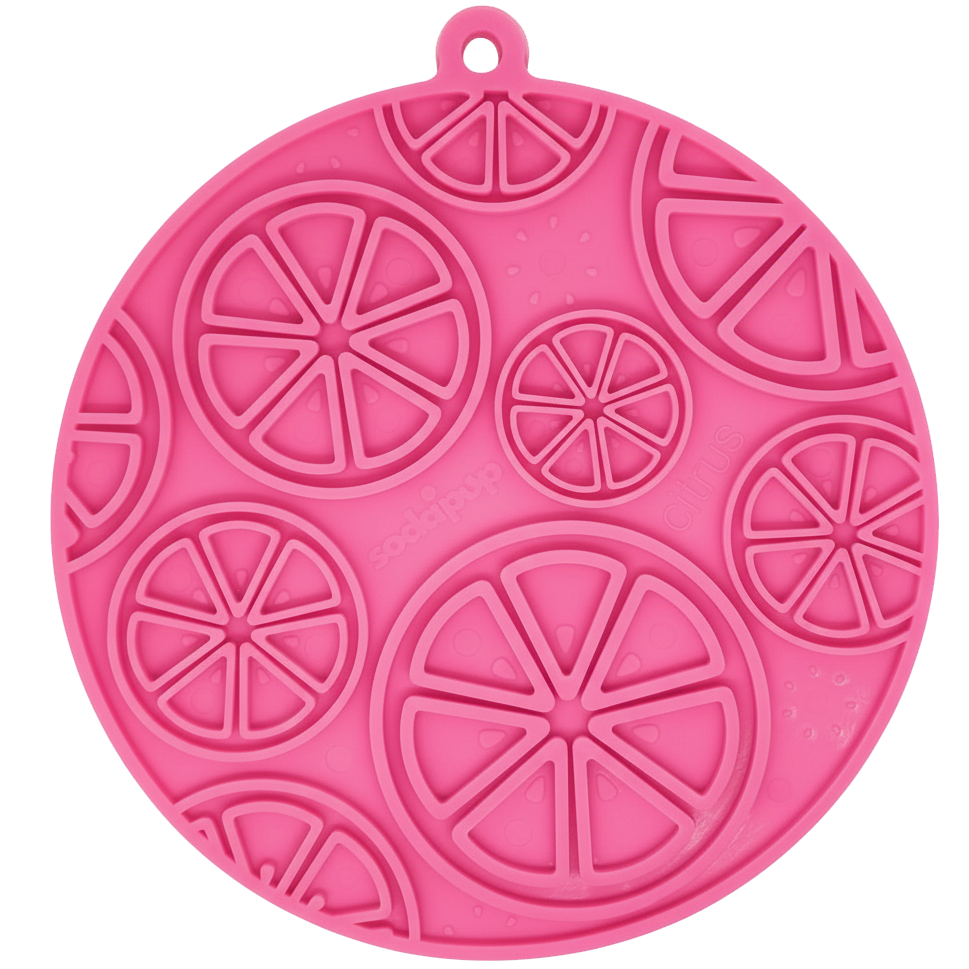 SodaPup Citrus Design eMat Enrichment Lick Mat (Pink)