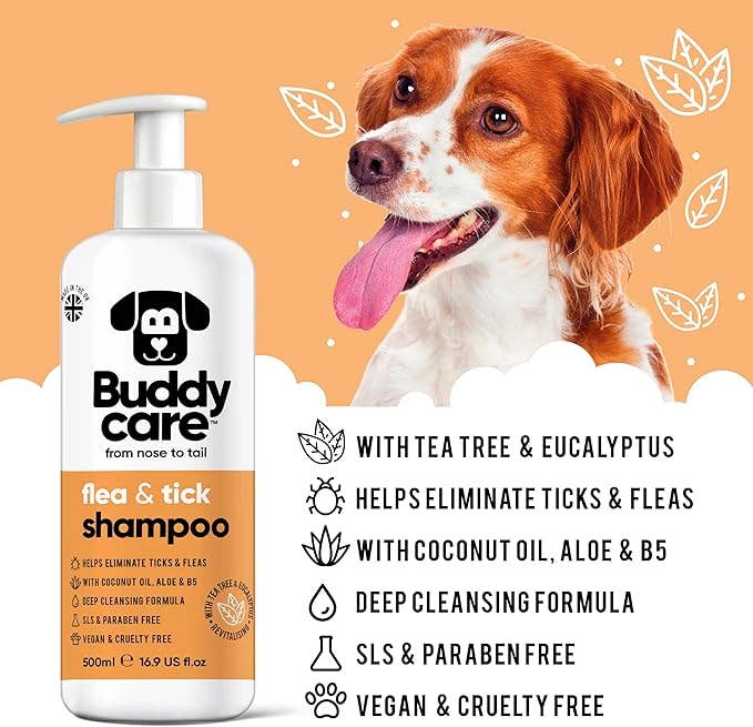 Buddycare Dog Shampoo - Flea & Tick - 500ml / 16.9 fl oz