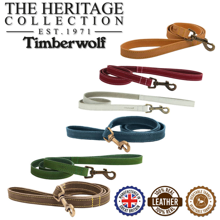 Timberwolf Leather Lead - various colours- 1m x 19mm