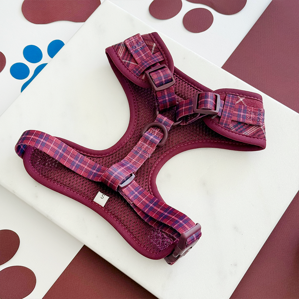 Cocopup Mulberry Plaid Adjustable Neck Harness