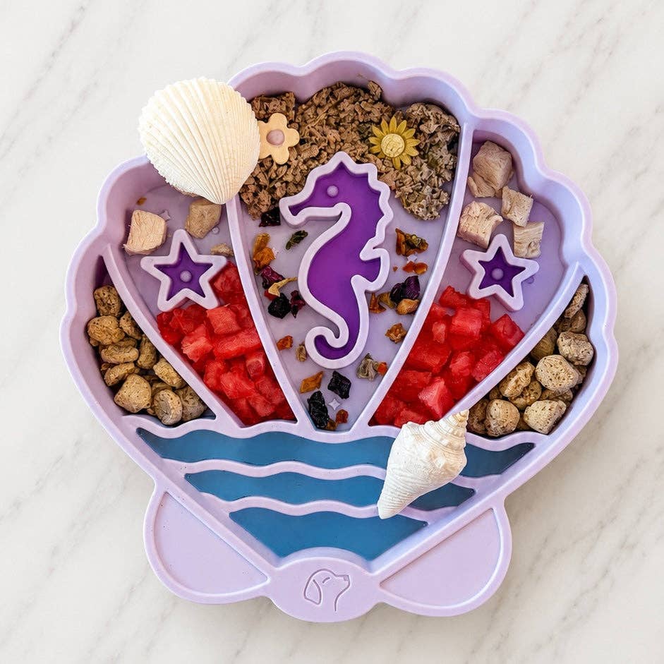 Pawsome Tails Seashell Slow Feeder Bowl (Lilac)