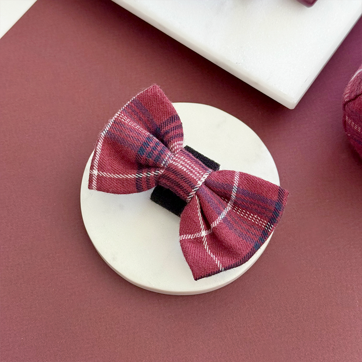 Cocopup Mulberry Plaid Bow Tie