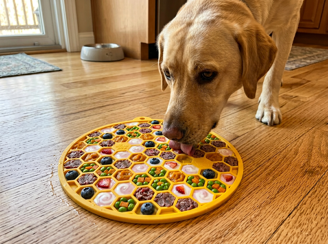 SodaPup Honeycomb Design Enrichment Lick Mat (Yellow)