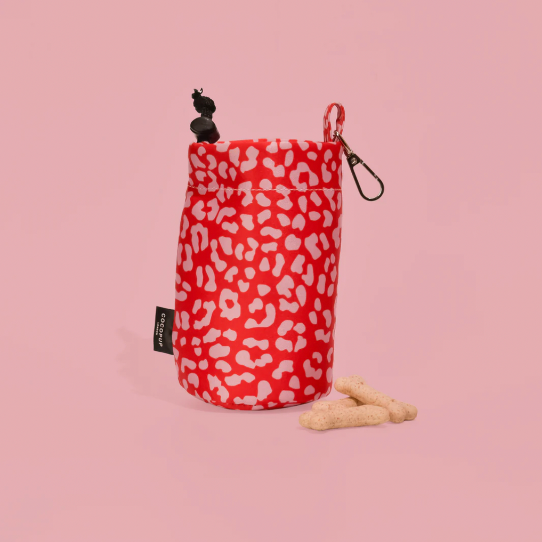 Cocopup Drawstring Treat Pouch - Red & Pink Leopard